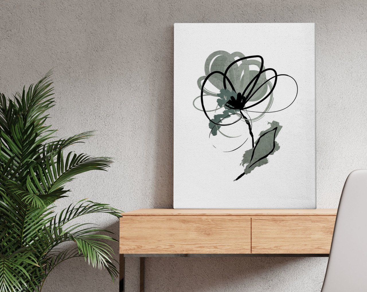 BK Home Minty Flower Tasarımlı Kanvas Tablo 50x70cm-1