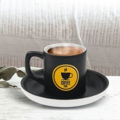 BK Gift Kişiye Özel Coffe Tasarımlı Siyah Renk Türk Kahvesi Fincanı-3, Arkadaşa Hediye, Sevgiliye Hediye, Yıl Dönümü Hediyesi