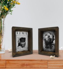 Bk Gift Atatürk Tasarımlı Dekoratif 2'li Doğal Masif Ahşap Çerçeve 15x20cm-9
