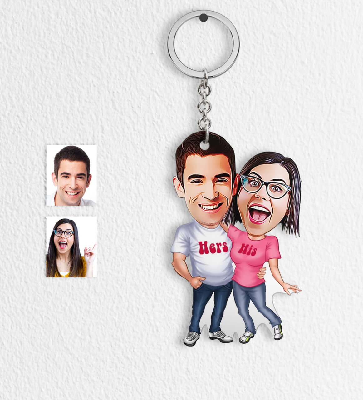 Kişiye Özel Sevgililer Karikatür Anahtarlık - 5