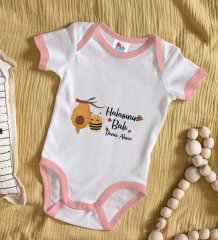 BK Kids Kişiye Özel Pembe Bebek Body Zıbın - Model 43