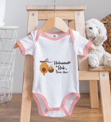BK Kids Kişiye Özel Pembe Bebek Body Zıbın - Model 43
