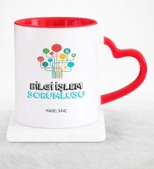 Kişiye Özel Mesleki Bilgi İşlem Sorumlusu Kırmızı Kalpli Kupa Bardak