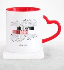 Kişiye Özel Mesleki Bilgisayar Mühendisi Kırmızı Kalpli Kupa Bardak - 2
