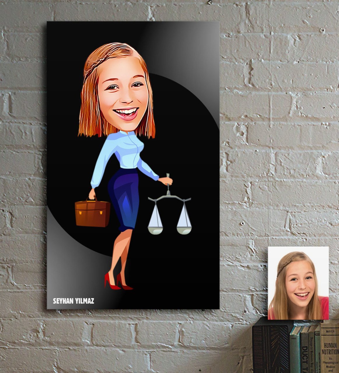 Kişiye Özel Bayan Avukat Karikatür Ahşap Tablo - 3