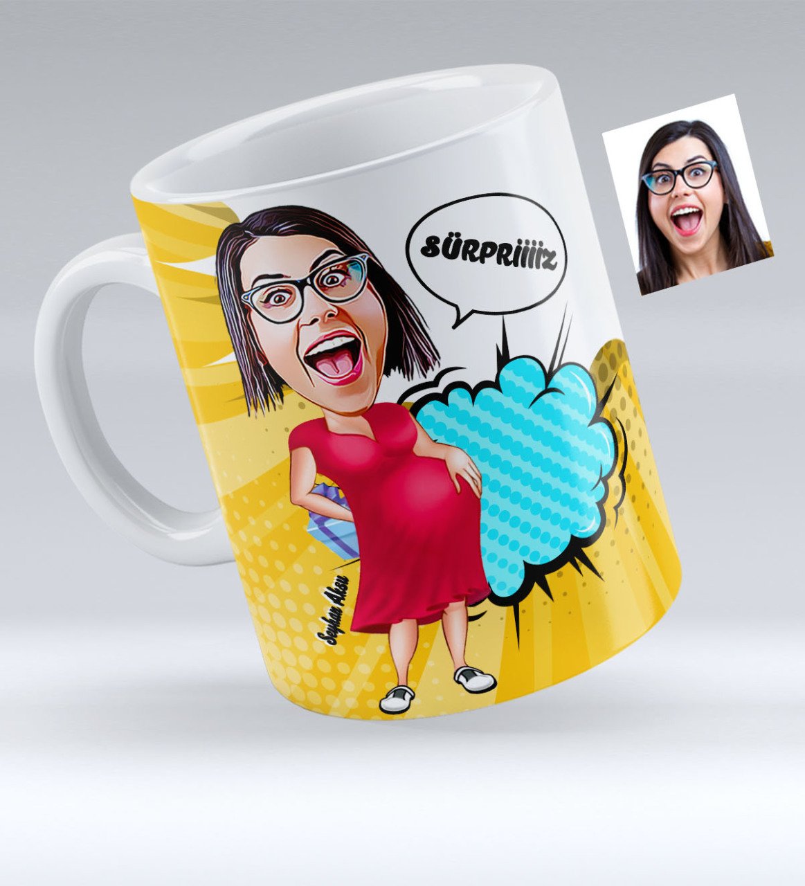 Kişiye Özel Bebek Sürprizi Karikatürlü Beyaz Kupa Bardak - 1