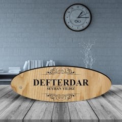 Kişiye Özel Mesleki Defterdar Ahşap Oval Masa İsimliği - 2