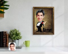 Kişiye Özel İsimli Karikatürlü Doğal Masif Ahşap Çerçeveli Tablo-1