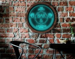 BK Gift Kişiye Özel Led Işıklı Yuvarlak Bar Tabelası, Işıklı Tabela, Bar Dekorasyonu, Duvar Dekoru, Home Bar Tabela-1 - (39CM)