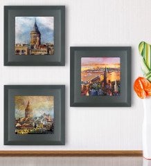 BK Gift Dini 3’lü Ahşap Çerçeveli Taş Duvar Dekoru-3