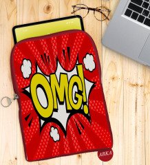 BK Gift Pop Art Tasarımlı Taşınabilir Koruyucu Tablet Kılıfı & Organizer Çanta - Kırmızı-1