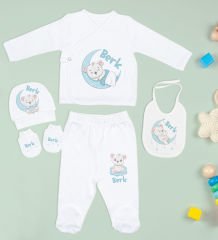BK Kids Kişiye Özel Beyaz Hastane Çıkışı, Ayıcık Pelüş Oyuncak, Yeni Doğan Bebek Giyim Hediyesi, 9 Parça Bebek Hediye Seti