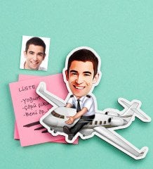 Kişiye Özel Bay Kaptan Pilot Karikatürlü Ahşap Magnet