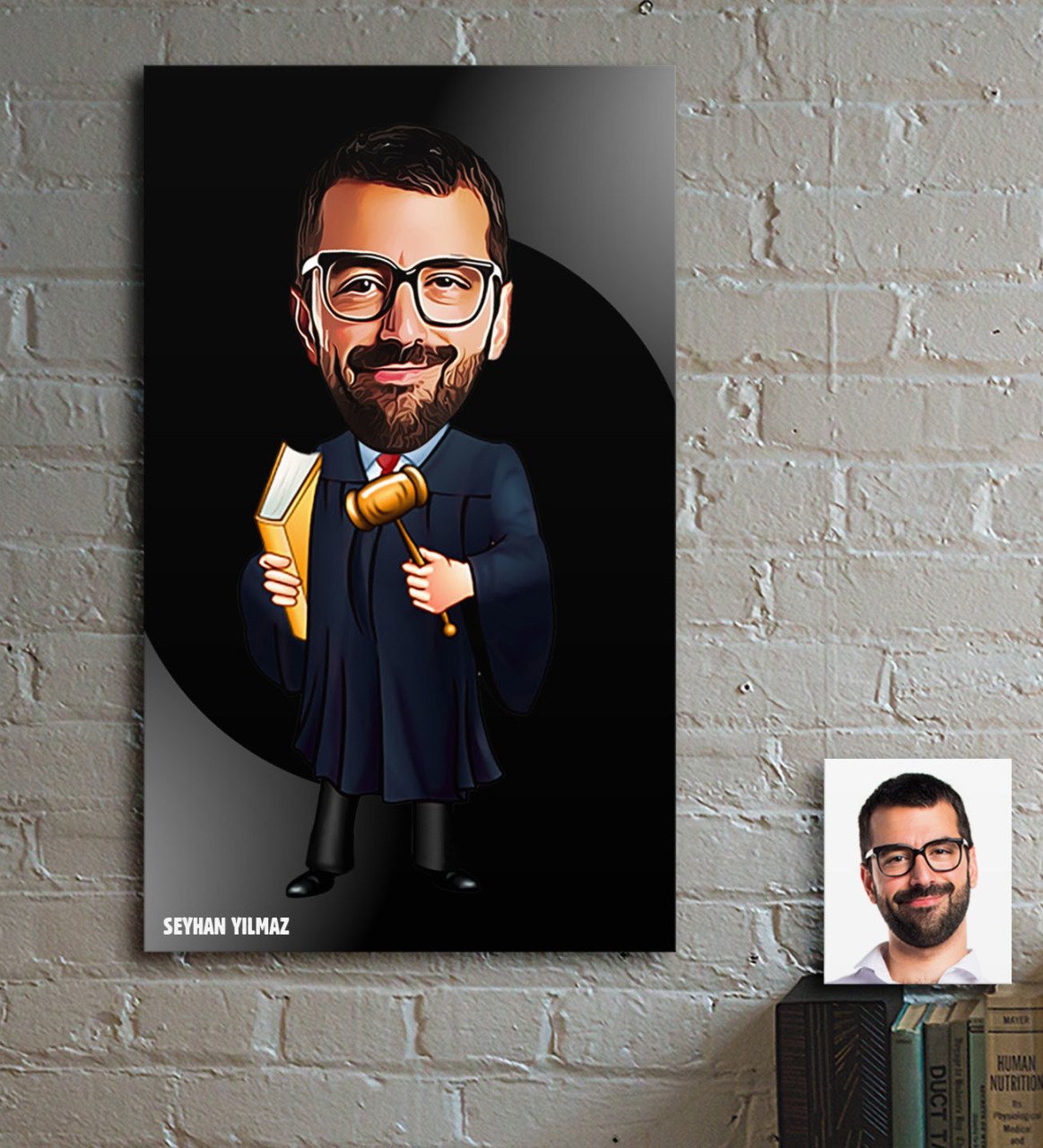 Kişiye Özel Bay Hakim Karikatür Ahşap Tablo - 1