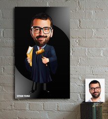 Kişiye Özel Bay Hakim Karikatür Ahşap Tablo - 1