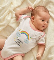 BK Kids Kişiye Özel Pembe Bebek Body Zıbın - Model 44