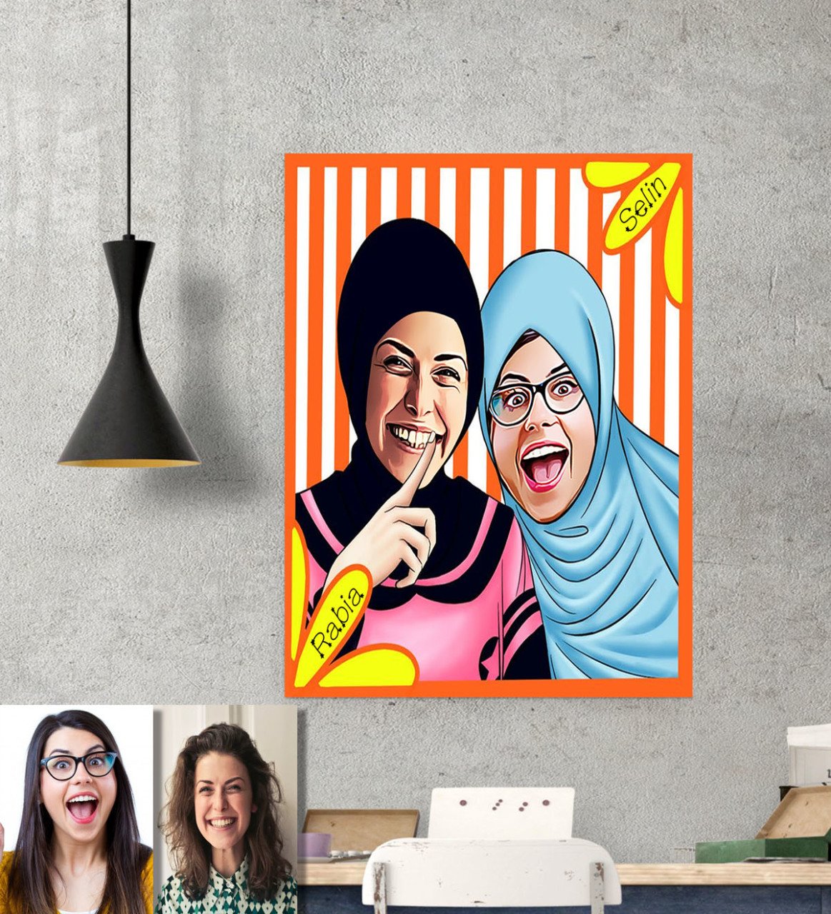 Kişiye Özel Türbanlı Karikatürlü  Afiş Poster (50 x 70 cm.) 37-779