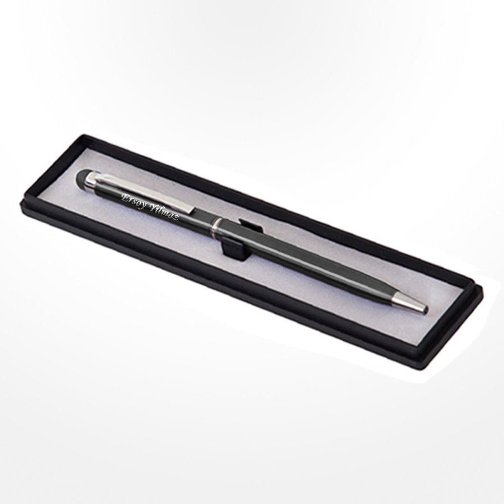 Kişiye Özel İsimli Kutulu Lüks Füme TouchPen Kalem