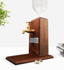 Kişiye Özel Cam Şişeli Doğal Ahşap Musluklu Limonata Standı