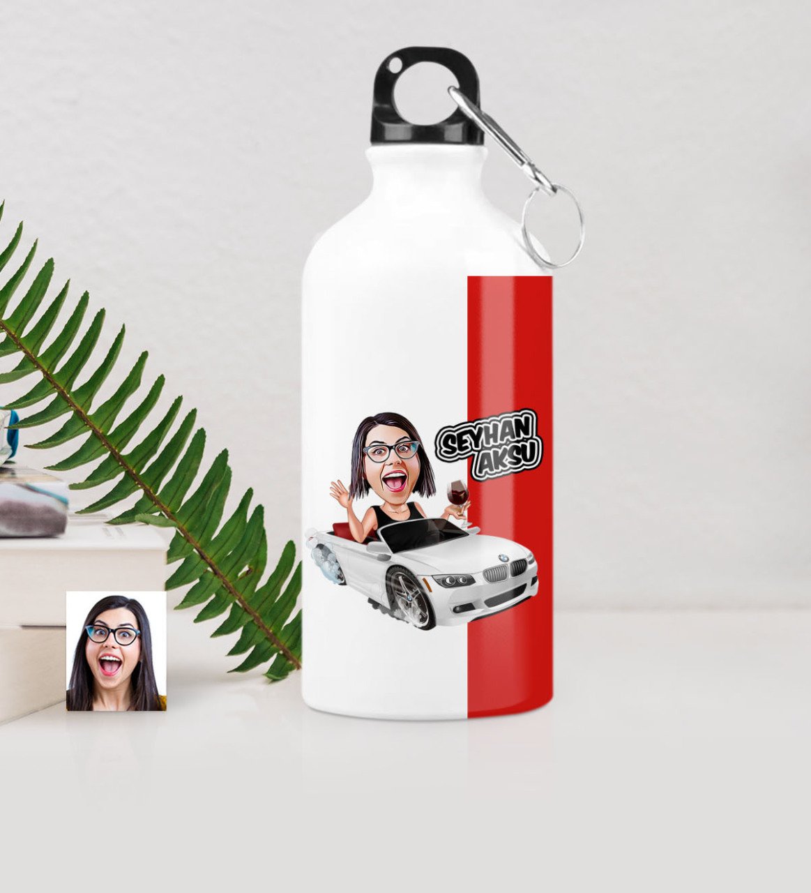 Kişiye Özel Bayan Patron Karikatürlü Metal Suluk (500 ml.) 2