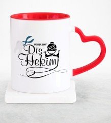 Kişiye Özel Mesleki Diş Hekimi Kırmızı Kalpli Kupa Bardak - 2