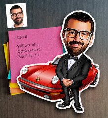 Kişiye Özel Bay Patron Karikatürlü Ahşap Magnet-1