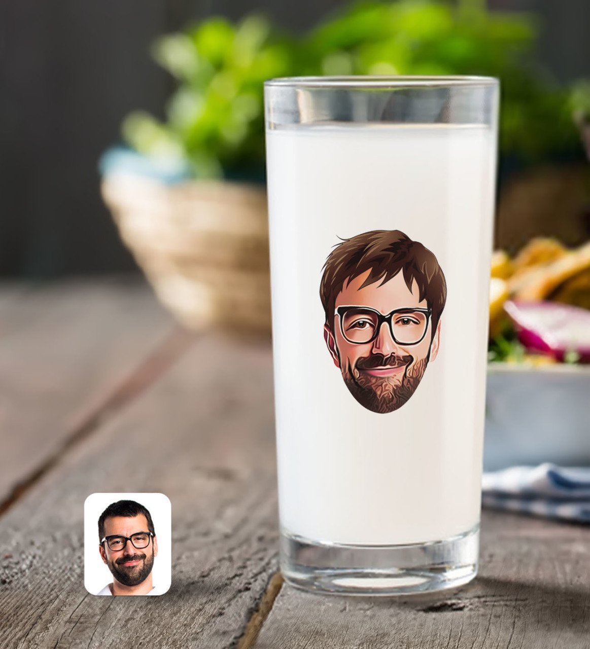 Kişiye Özel Erkek Yüz Karikatürlü Rakı Bardağı-1
