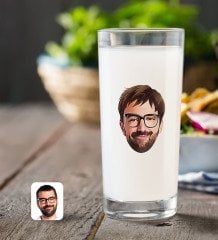Kişiye Özel Erkek Yüz Karikatürlü Rakı Bardağı-1