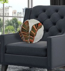 BK Gift Bitki Tasarımlı Yuvarlak Dekoratif Kırlent Yastık-1