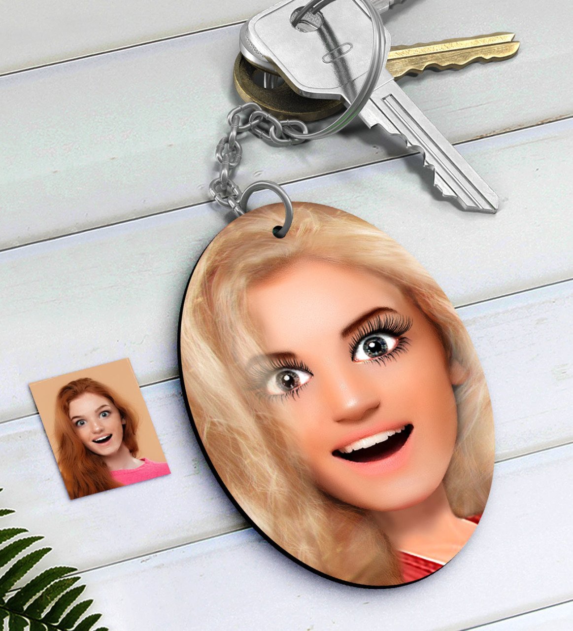 Kişiye Özel Barbie Bebek Karikatürlü Ahşap Anahtarlık-3