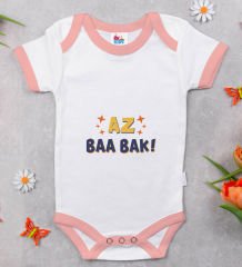BK Kids Az Baa Bak Tasarımlı Pembe Bebek Body Zıbın-1