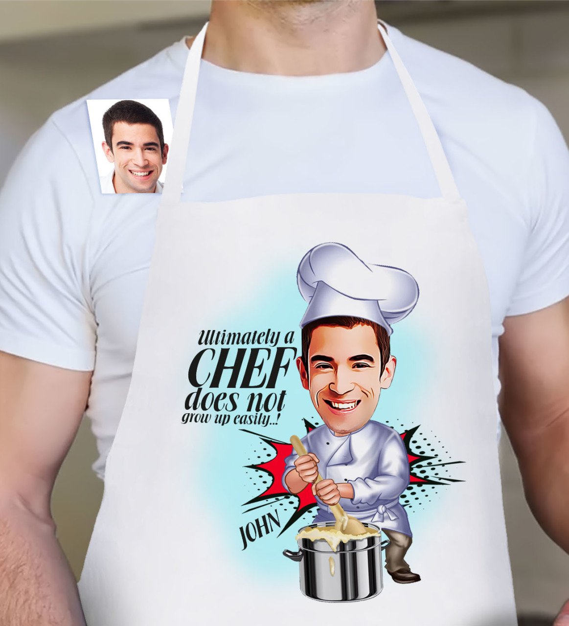 Personalized Chef Cartoon White Kitchen Apron - 4