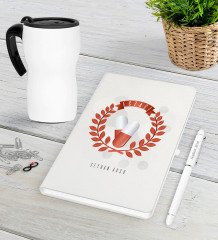 Kişiye Özel Eczacı Beyaz Defter Kalem Termos Mug Seti-9
