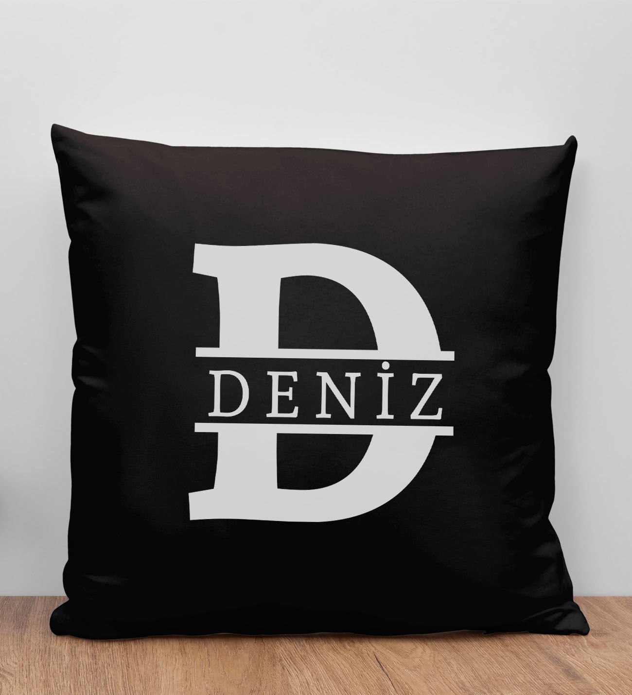 BK Gift Kişiye Özel Harfli Premium Kumaş Siyah Yastık Kılıfı-1 (SADECE YASTIK KILIFI), Ev Dekorasyonu