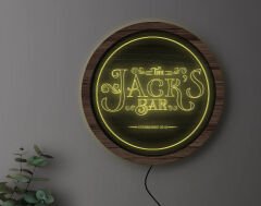 BK Gift Kişiye Özel Led Işıklı Yuvarlak Bar Tabelası, Işıklı Tabela, Bar Dekorasyonu, Duvar Dekoru, Home Bar Tabela-7