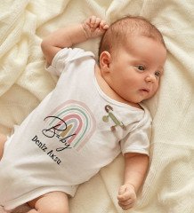 BK Kids Kişiye Özel Baby Tasarımlı Beyaz Bebek Body Zıbın ve Kız Bebek İğnesi Hediye Seti-1