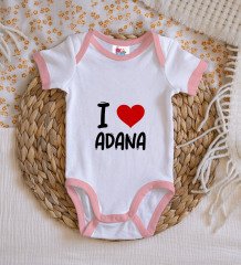 BK Kids I Love Adana Tasarımlı Pembe Bebek Body Zıbın - Model 1