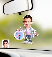 Kişiye Özel Bay Elektrik Mühendisi Karikatürlü Ahşap Araba Dikiz Ayna Süsü