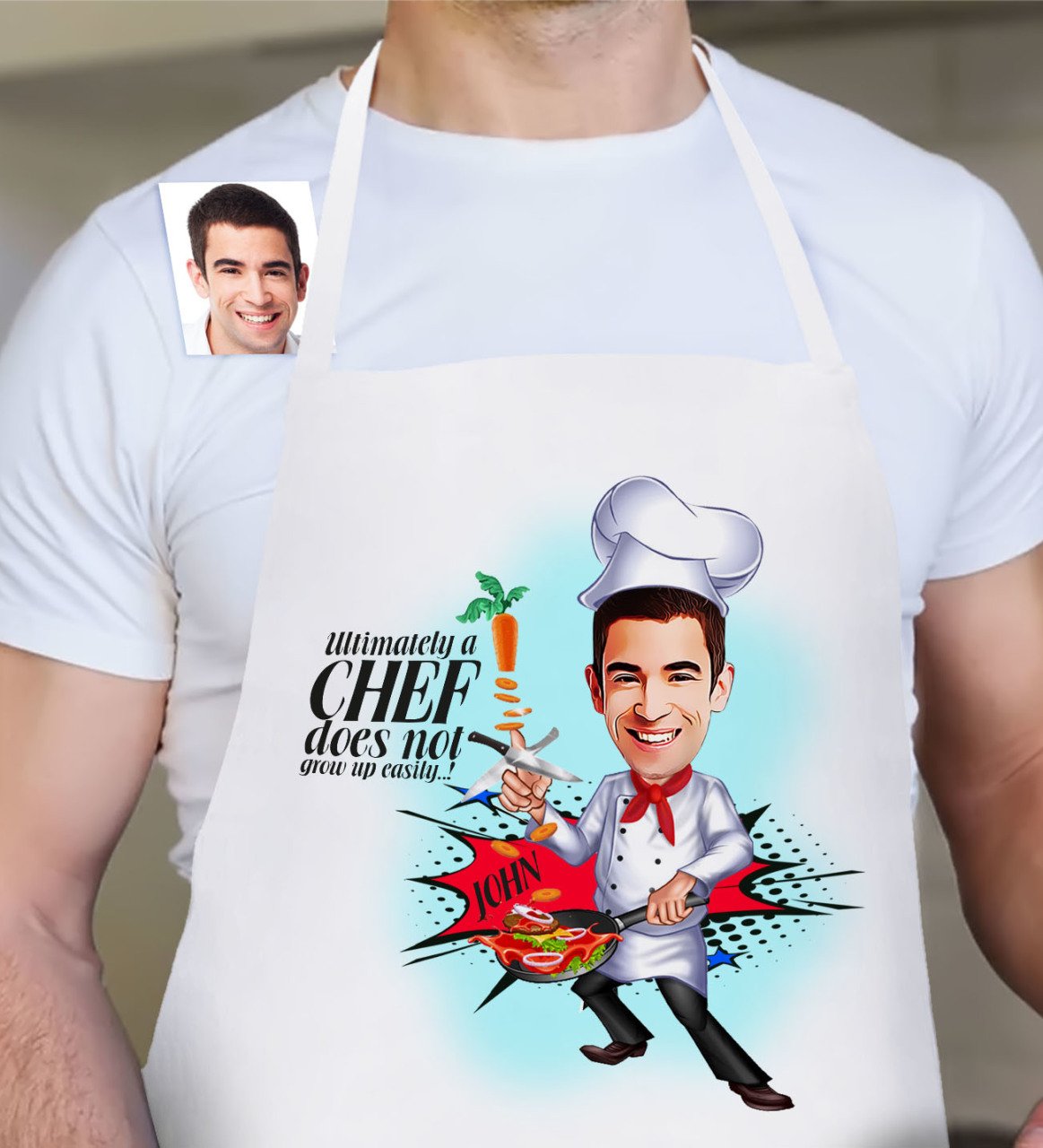 Personalized Chef Cartoon White Kitchen Apron - 5