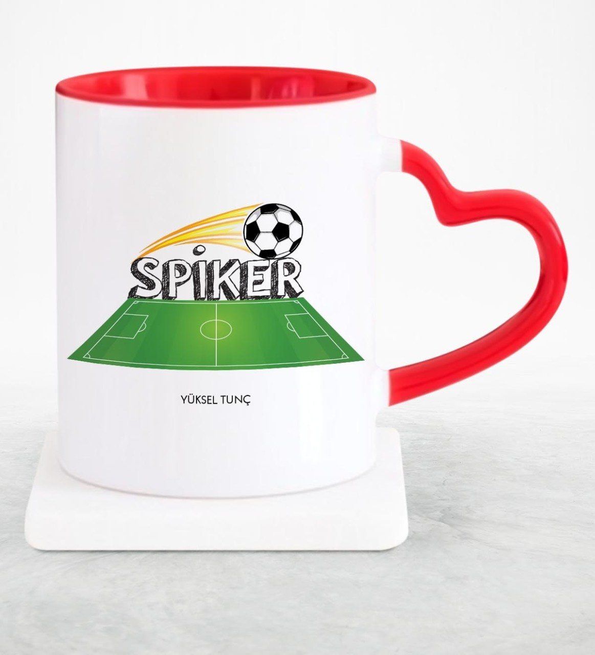 Kişiye Özel Mesleki Spiker Kırmızı Kalpli Kupa Bardak