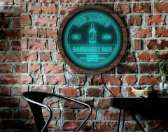 BK Gift Kişiye Özel Led Işıklı Yuvarlak Bar Tabelası, Işıklı Tabela, Bar Dekorasyonu, Duvar Dekoru, Home Bar Tabela-8