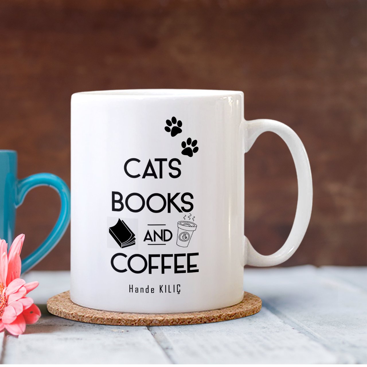 Kişiye Özel Cats and Book Beyaz Kupa Bardak - 2