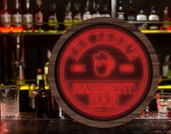 BK Gift Kişiye Özel Led Işıklı Yuvarlak Bar Tabelası, Işıklı Tabela, Bar Dekorasyonu, Duvar Dekoru, Home Bar Tabela-9