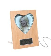 BK Gift Kişiye Özel Fotoğraflı Led Işıklı Kapli Sihirli Ayna Bambu Saat Takvim Çerçeve, Ev Hediyesi, Arkadaşa Hediye, Sevgiliye Hediye