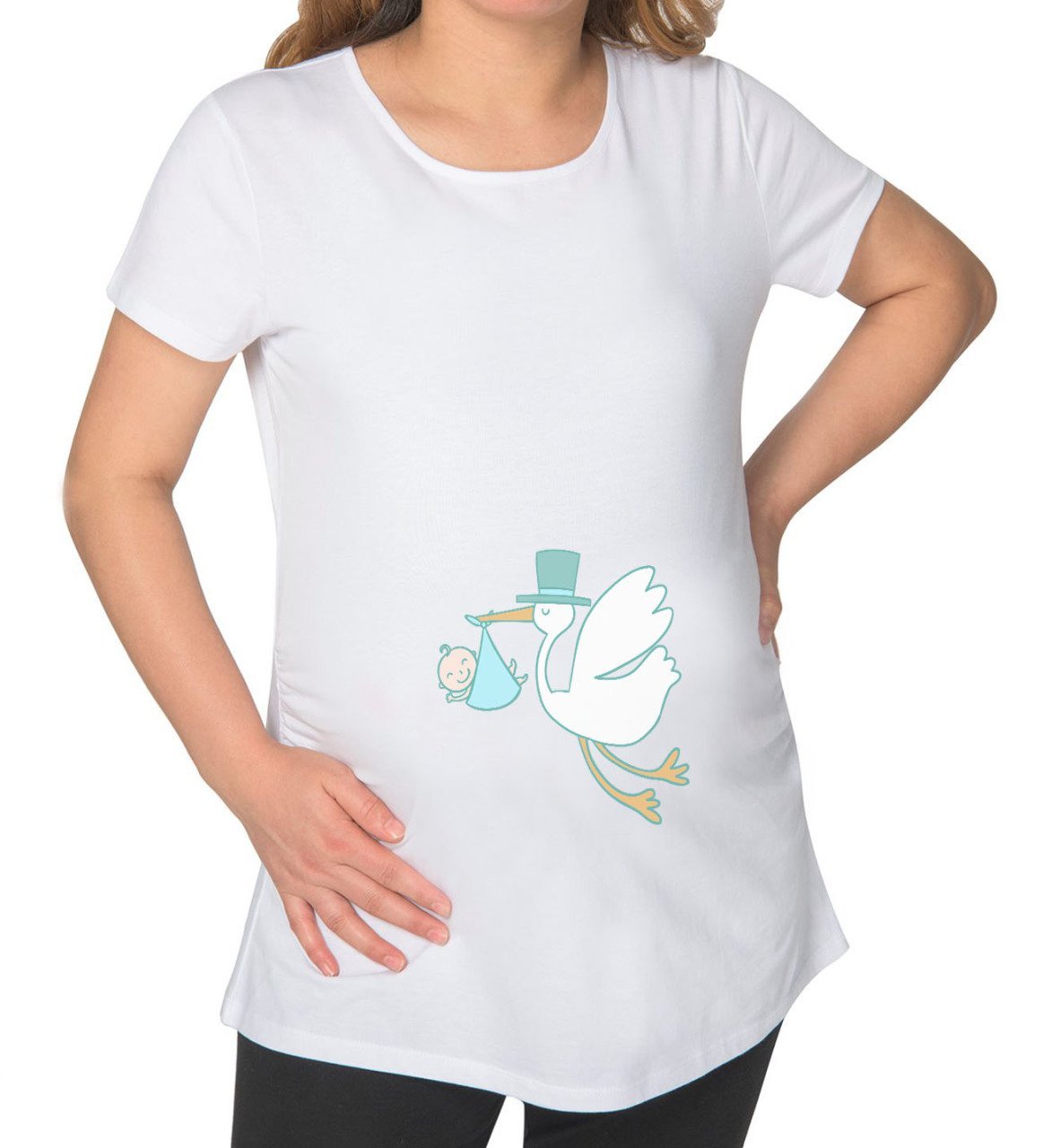 BK Gift Bebek Tasarımlı Beyaz Hamile Tişört-4