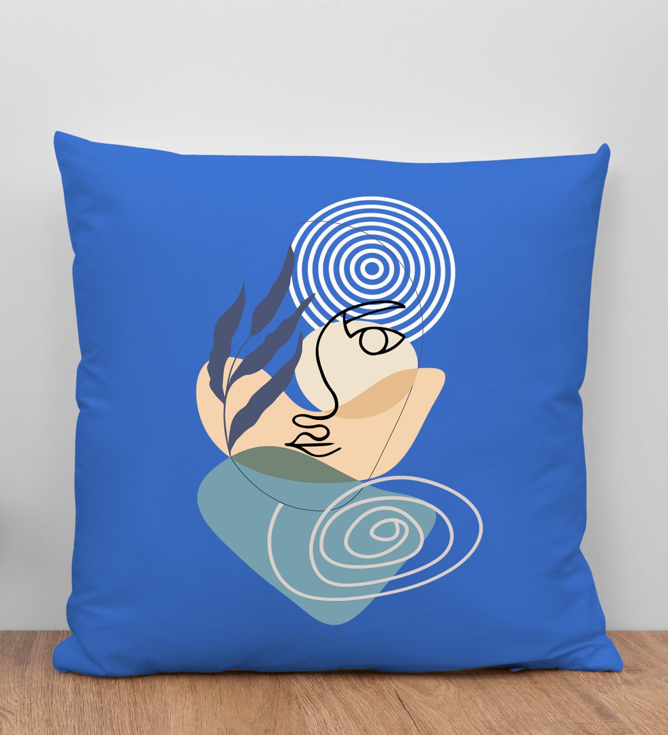 BK Gift Modern Art Tasarımlı Mavi Kırlent Yastık, Arkadaşa Hediye, Ev Dekorasyonu, Ev Hediyesi-3