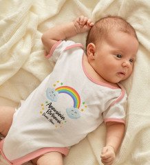 BK Kids Kişiye Özel Pembe Bebek Body Zıbın - Model 45