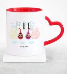 Kişiye Özel Mesleki Ebe Kırmızı Kalpli Kupa Bardak - 1