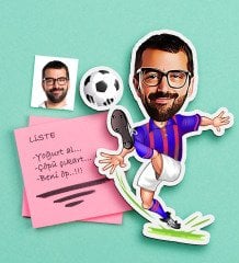 Kişiye Özel Bay Bordo Mavi Futbolcu Karikatürlü Ahşap Magnet