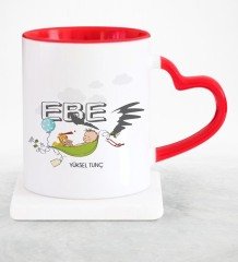 Kişiye Özel Mesleki Ebe Kırmızı Kalpli Kupa Bardak - 2